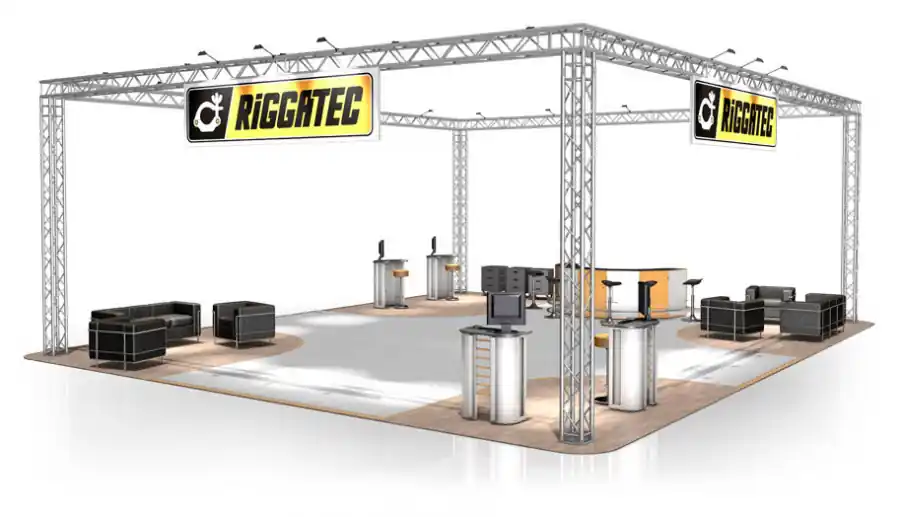 Ausverkauf | Messestand FD 34 - 12 x 10 x 4,5 m (LxBxH) - 120 m²