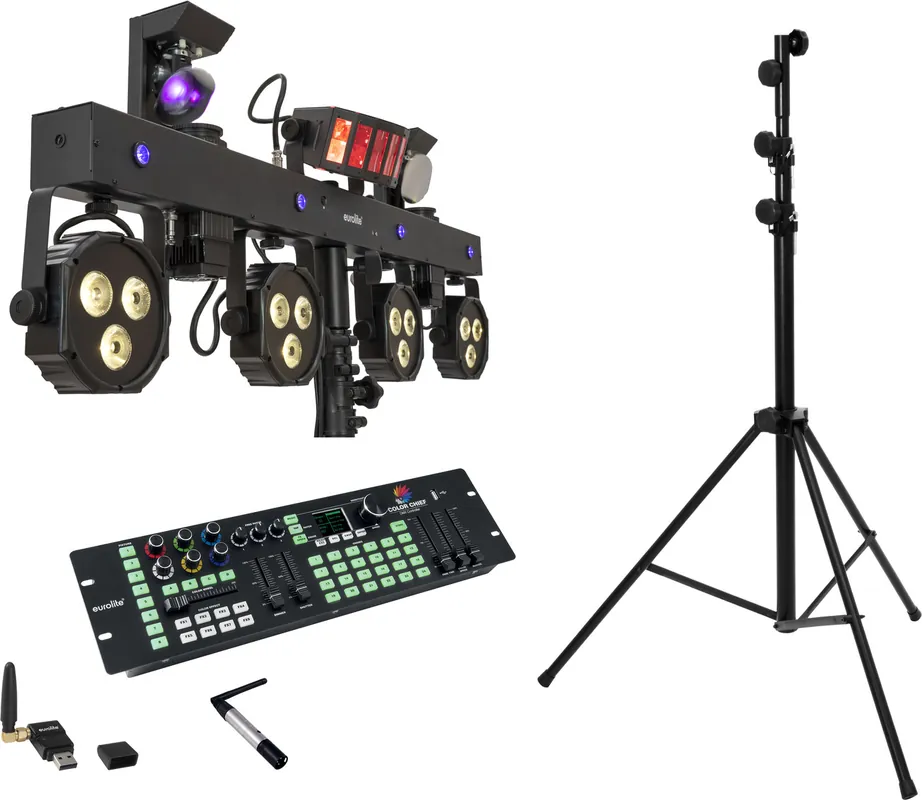 Werkspreis | EUROLITE Set LED KLS Scan Next FX Kompakt-Lichtset + Controller + Stativ