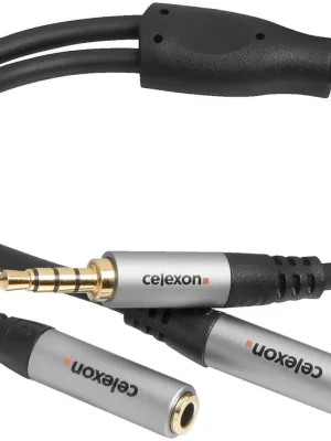 Begrenzte Stückzahl | celexon 3,5mm Stereo Klinke auf 2x 3,5mm Stereo Klinke M/F Audioadapter 0,25m - Professional Line