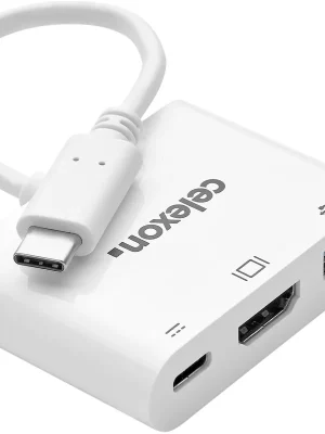 Premium-Qualität | celexon USB-C auf HDMI - USB-A - USB-C M/F Multiport Adapter, weiß