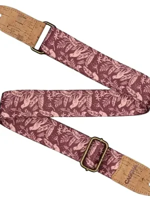 CASCHA CUS-VC1 Vegan Cork Mauve Birds Ukulelengurt 38mm - Profi-Qualität