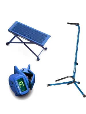 Zoundhouse Einsteiger-Bundle 28 Fußbank + Gitarrenständer + Clip-On Tuner / blau - Online bestellbar
