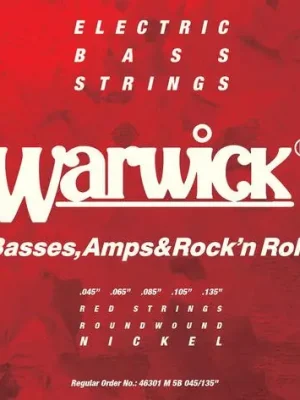 Herstellerpreis | Warwick Red Strings Bass String Set, Nickel-Plated Steel - 5-String, Low B, Medium, .045-.135