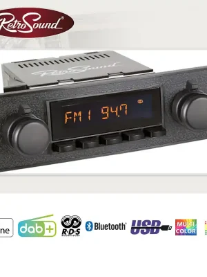 Geprüfte Qualität | RETRO Radio im "Black" Design mit DAB+ / UKW / 2x USB / 2x AUX / Bluetooth / iPhone Steuerung