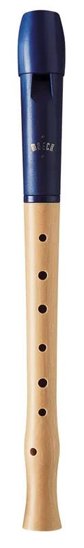 Moeck Flauto 1 Plus 1024 Sopranblockflöte blau – barocke Griffweise, Einfachloch, Kopfstück Kunststoff, Unterstück Ahorn - Premium-Qualität