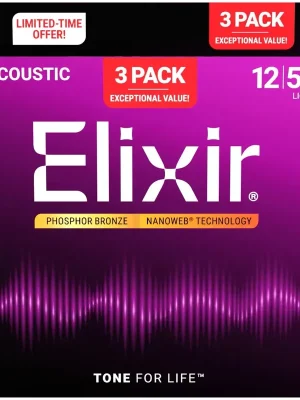 Elixir Nanoweb Phosphor Bronze Westerngitarrensaiten 3-er Pack - 12/53 | Sehr gefragt